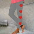 thumbnail image 2 of lcziwo Women's Valentines Day Leggings Heart Graphic Print Legging Pants Stretch High Waisted Tummy Control Yoga Pants Full Length Workout Tights Gray XL, Sales of The Day Lightning, 2 of 7