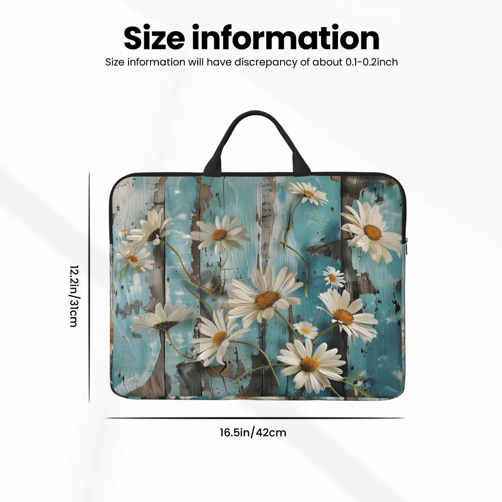 Laptop Sleeve Bag For Women Men 14inch Waterproof Durable Protective Computer Carrying Cover Handle Laptop Case Bag Turquoise Wood Farmhouse Sunflowers (12)