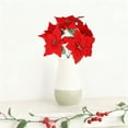 thumbnail image 4 of Christmas Poinsettia 5PCS Artificial Floral Bouquet 14.57x2.36x2.36in,Lifelike Plastic Branches for Festive Home Decor Centerpieces & Holiday Arrangements(Red), 4 of 9