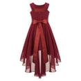thumbnail image 5 of YONGHS Kids Girls Halter Neck High Low Wedding Bridesmaid Dress Burgundy 10, 5 of 5