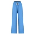 thumbnail image 4 of KeShDi Wide Leg Womens Pants Casual sweatpants Women's Fashionable Striped Printed Drawstring Wide Leg Pants Light Blue L, 4 of 4