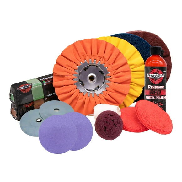 Complete Aluminum Polishing and Sanding Kit for Wheels, Bumpers, Tanks and Any Other Aluminum Or Stainless Surface, 12 Piece Product Bundle