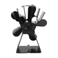 thumbnail image 4 of Ventilador de chimenea de 5 aspas, base trapezoidal, ventilador de estufa alimentado por calor, ventilador termoeléctrico para estufas de queroseno y estufas de leña, color negro, 4 of 14