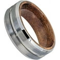 thumbnail image 3 of Tungsten Rings for Men Wedding Bands for Him Womens Wedding Bands for Her 8mm Grooved Center Brushed Finish Beveled Wood Inside, 3 of 5