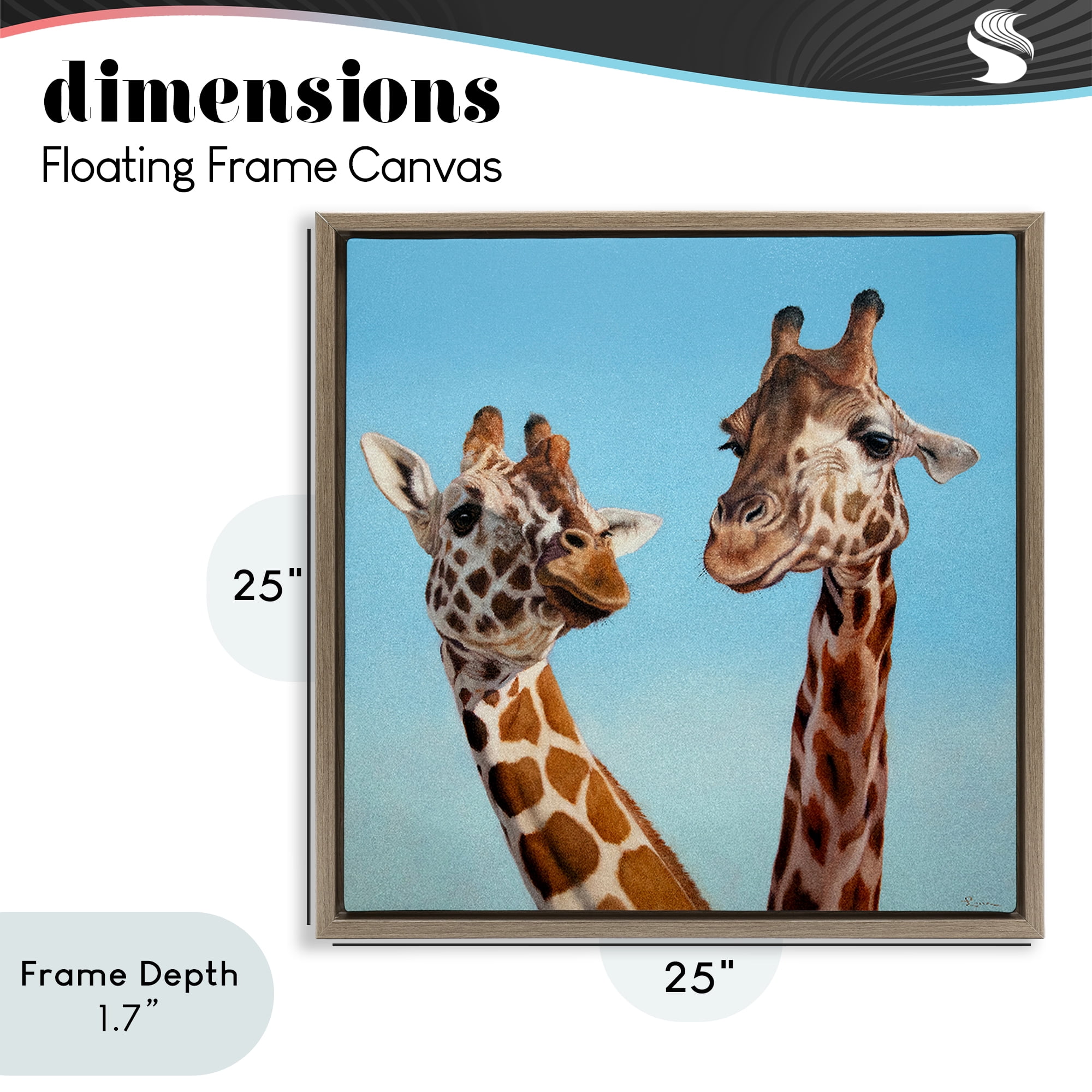 Stupell Industries Romantic Soulmate Giraffes Brown Framed Floater Canvas Wall Art, design by Lucia Heffernan