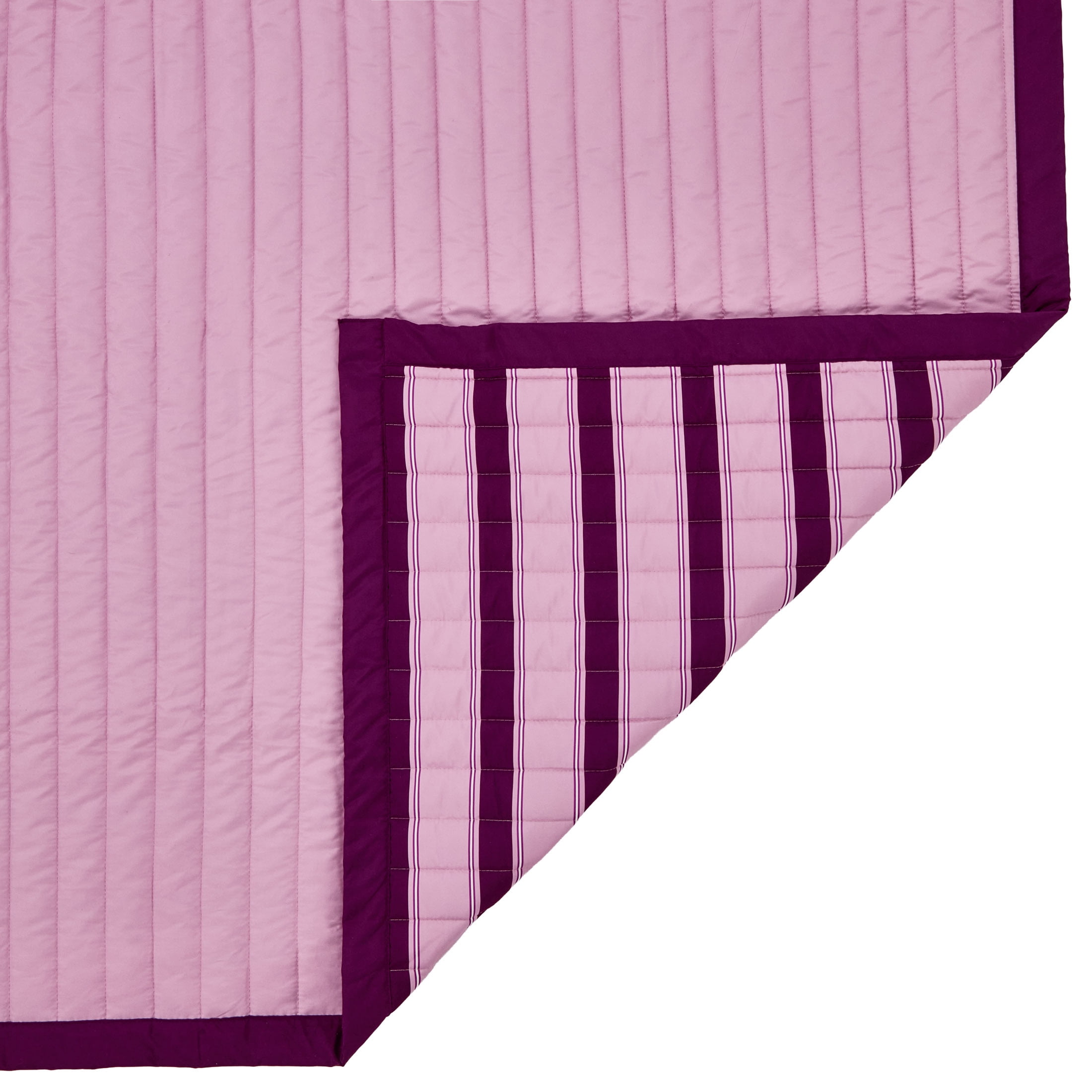 Mainstays Pink Striped Reversible Quilt, Full/Queen, 86" x 90"