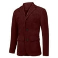 thumbnail image 6 of Corduroy Blazer Men Big and Tall Retro Casual Single Breasted Suit Jackets Solid Color Long Sleeve Lapel Business Coats (Wine S), 6 of 6