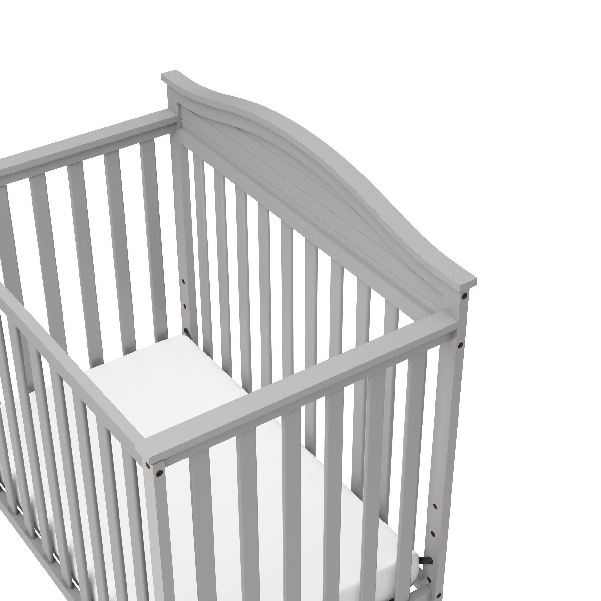Graco Stella 4-in-1 Convertible Baby Mini Crib with Mattress, Pebble Gray