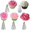 thumbnail image 1 of Juego de 5 boquillas para tuberías de flores y rosas, kit de boquillas para tuberías de acero inoxidable, 1 of 5