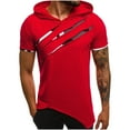 thumbnail image 5 of Hvyesh Mens Hip Hop Ripped Hoodie Tops Short Sleeve Hooded Workout Sweatshirts Casual Athletic Hoodies T-Shirt Pullover, 5 of 5