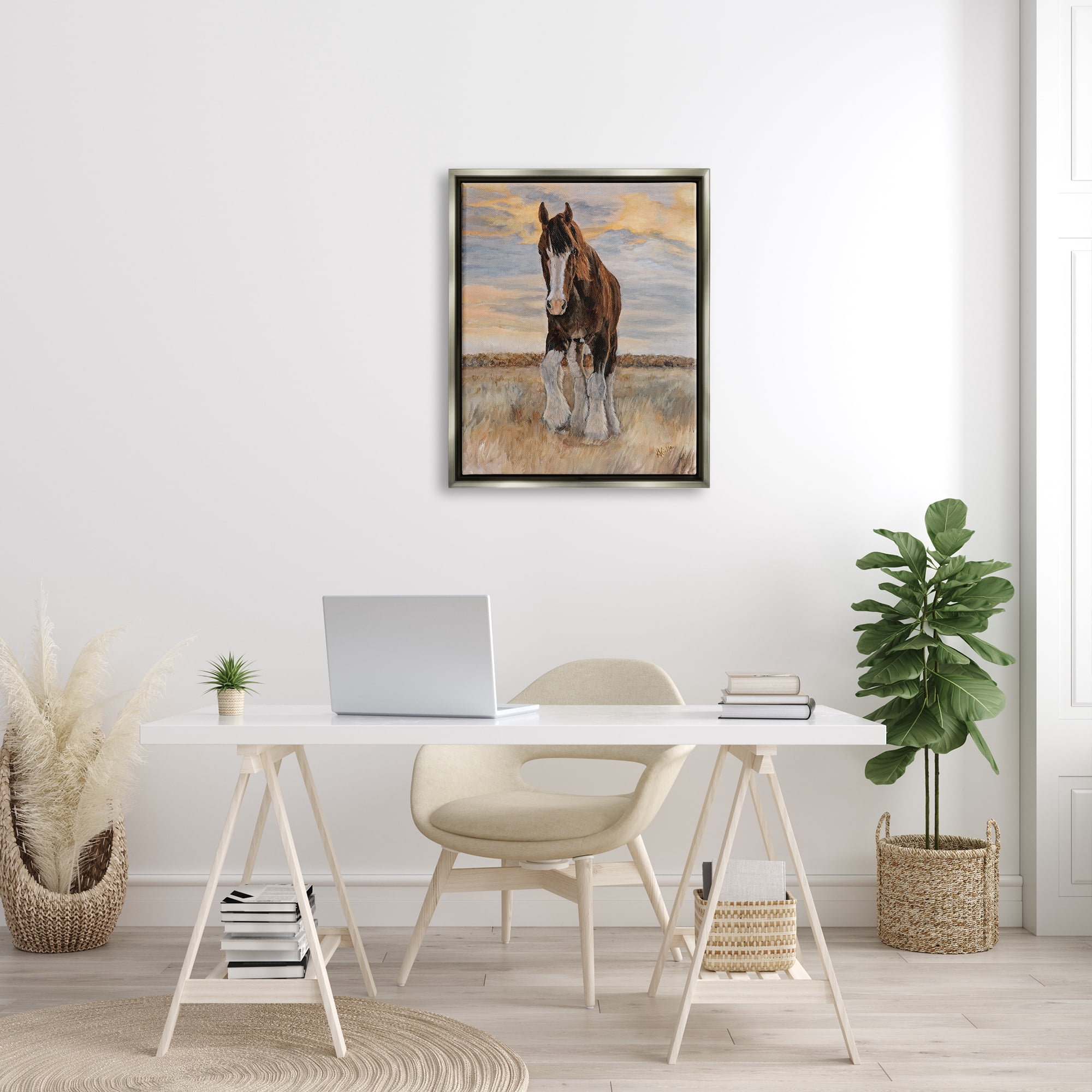 Stupell Colt Horse Farmhouse Animal Animals & Insects Painting Gray Floater Framed Art Print Wall Art