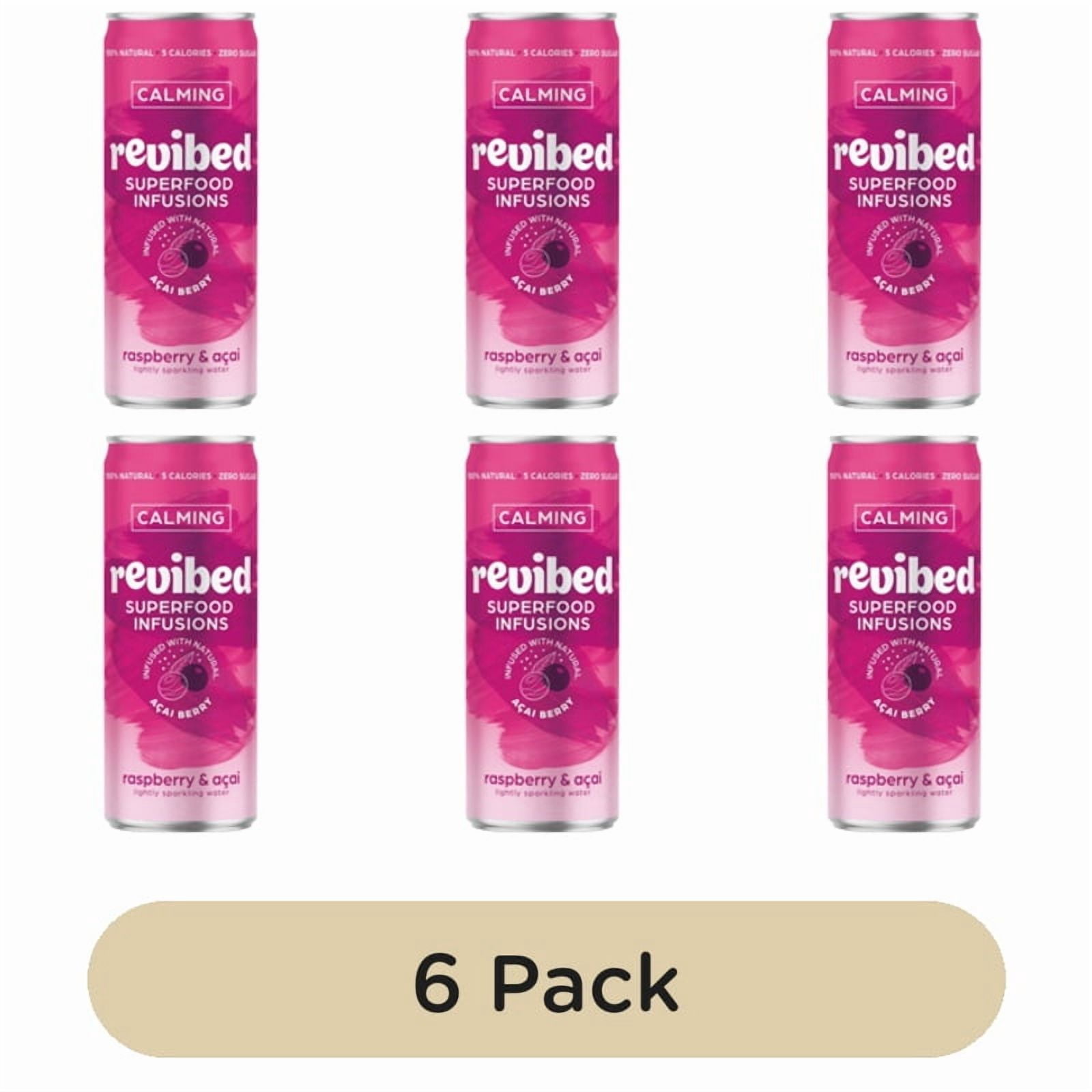 Revibed Calming Raspberry and Acai Berry Infused Lightly Sparkling Water 250ml, British Import (Pack of 6)
