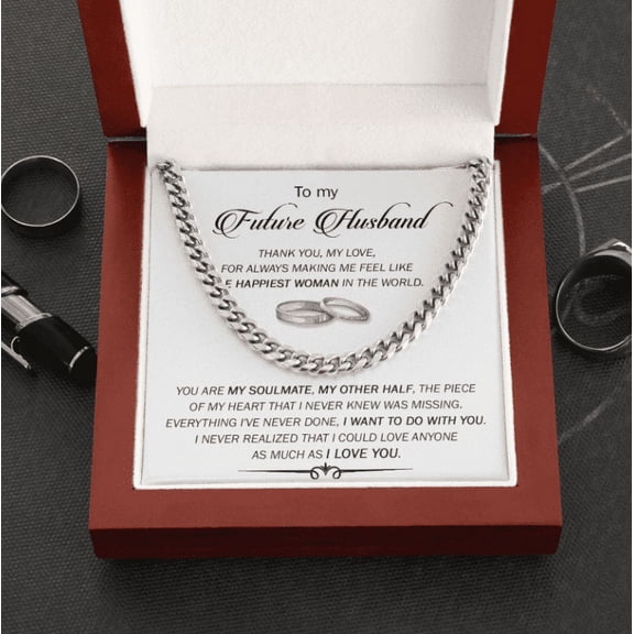 Men Silver Adult Chain Necklace for My Future Husband, Engagement Gift for Future Husband