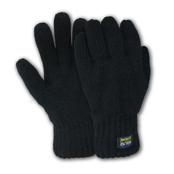 Men's Thermal Insulated Knitted Extra Warm Winter Gloves & Hats (Gloves Gray)