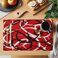 thumbnail image 2 of Red Geometric Placemats Set of 4, Modern Abstract Black White Striped Lines Placemats for Dining Table, Place Mats for Kitchen Tabletop, Waterproof Wipeable Dining Table Mats Set, 2 of 9