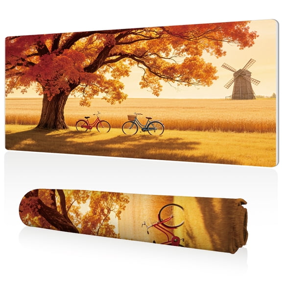 LIVEKEY Autumn Landscape Mouse Pad 80x40x0.3cm Extra Large Full Desk Coverage Durable Easy Clean Non Slip Stitched Edges for Gaming and Office