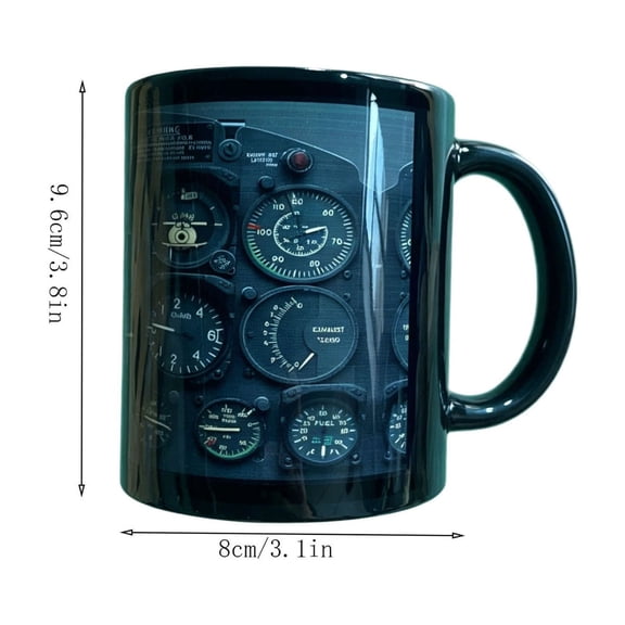 Aviation Instrument Panel Coffee Mug, Ceramic Drinking Cup for Pilots and Enthusiasts, Microwave Safe Mug for Home, Office, Man Cave Barware Virelaxpo