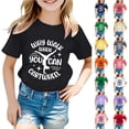 thumbnail image 4 of MUXiin Toddler Girl Shirts Graphic T-Shirts Round Neck Preppy Short Sleeve T Shirt Top Comfortable Back To School Tee Tops Tees Shirts for Youth Boys Girls Summer Tops, 4 of 4