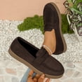 thumbnail image 2 of Wensltd Women's Loafers Slip On Flat Shoes Suede Upper Spring Autumn Daily Soft Walking Shoes Brown, 2 of 8