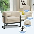 thumbnail image 5 of Apeaka Modern Mid-Century Velvet Barrel Accent Chair with Metal Legs, Gold/Black, 5 of 5