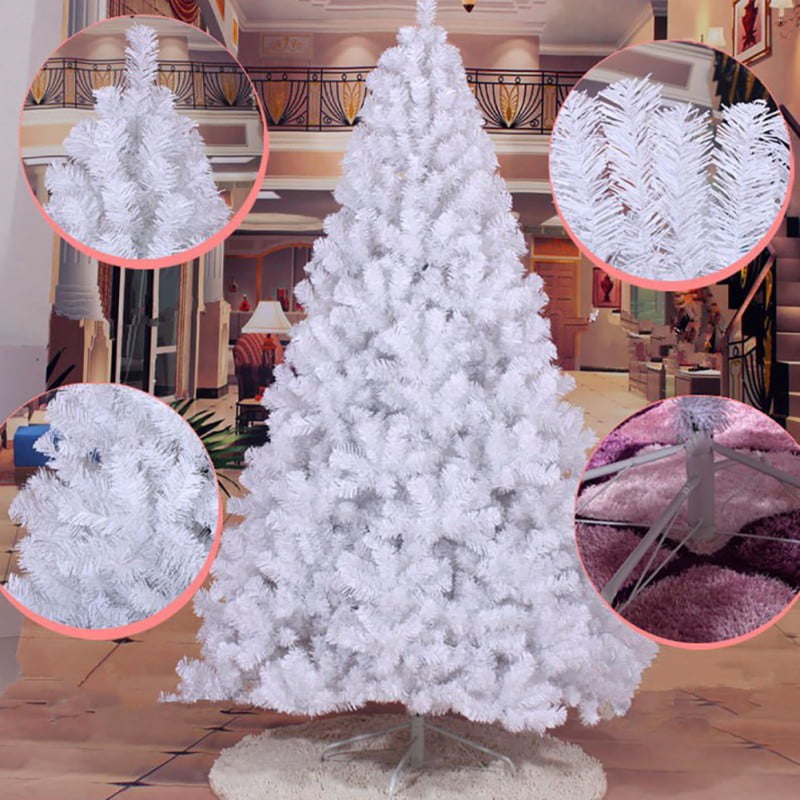 4/5/6/7 FT Tall White Artificial Christmas Tree W/Solid Stand For Holiday Decor 