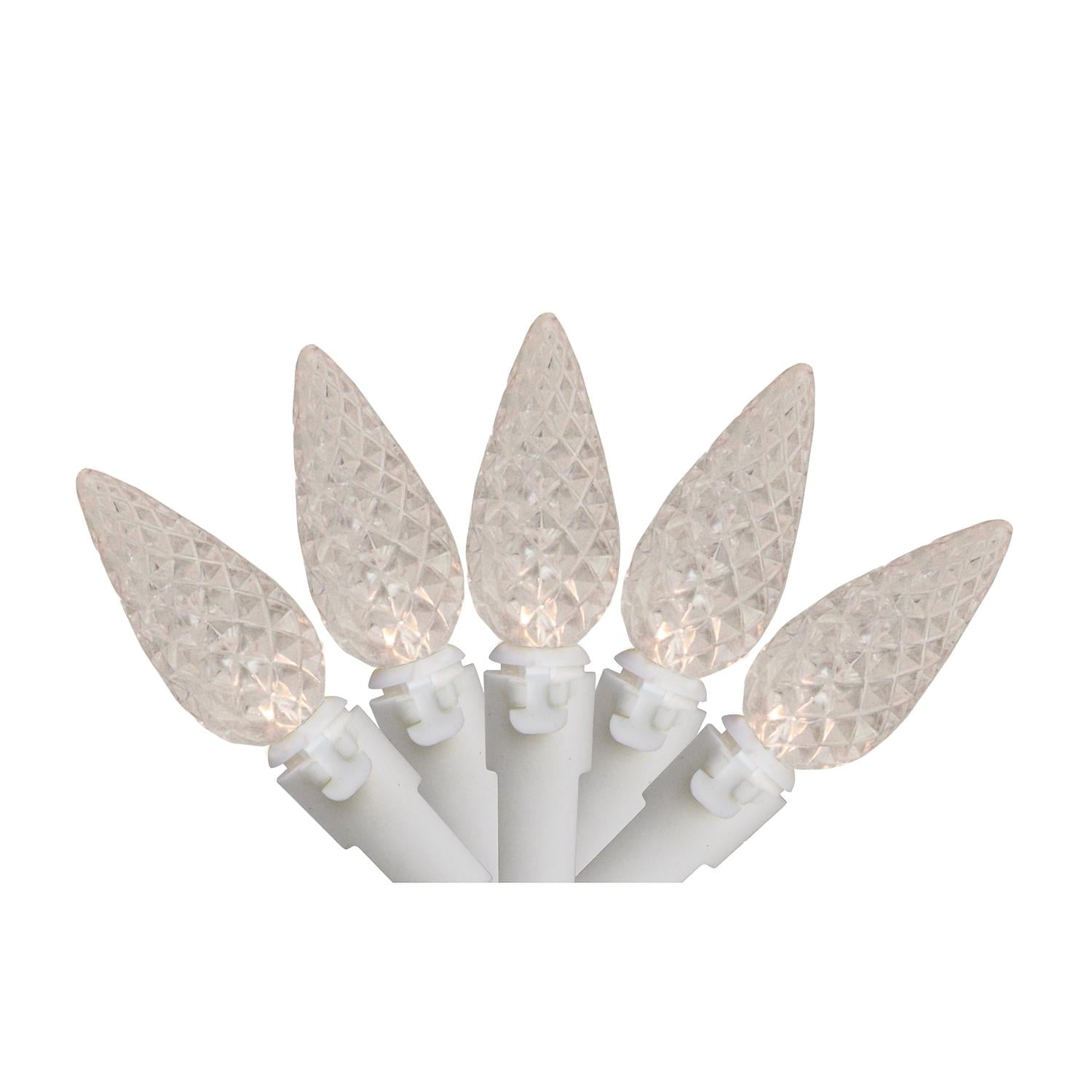 White LED C6 Christmas Lights White Wire