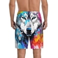 thumbnail image 4 of Lsque Cool Colorful Wolf Mens Sleep Pajama Shorts,Short Pajama Pants, Cotton Ultra-Soft Knit-3X-Large, 4 of 9