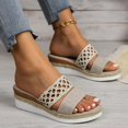thumbnail image 2 of HNMKIU Sandals for Women Open Front Woven Jute Sole Platform Slides with Hollow Out Design and Thick Heel for Women Comfortable Summer Style Summer Shoes Beige,7.5, 2 of 8