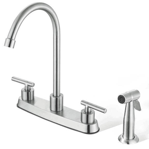 Brushed Nickel Kitchen Faucet with Side Sprayer 3 or 4 Holes Sink Mixer Faucet