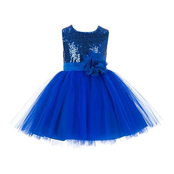 Ekidsbridal Wedding Pageant Sparkling Sequins Mesh Flower Girl Dress Princess Formal Evening Gown Tulle for Toddlers 124NF S
