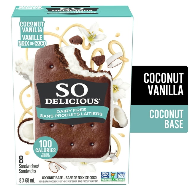 So Delicious Coconut Flavoured, Dairy Free, Frozen Sandwiches, 8x68 mL