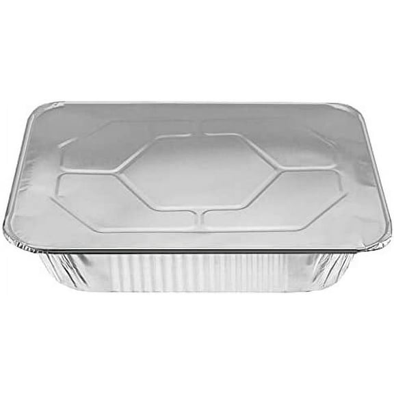 Half Size Deep Aluminum Disposable Pan with Aluminum Lid For Baking & Storing (100)