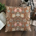 thumbnail image 5 of 2Pcs Pillow Cover 18x18 Inch Meadow Brown-Striped Seamless Floral Colorful Ornamental Home Decor Linen Throw Pillow Case Cushion Cover for Sofa Couch(Brown Flower), 5 of 6