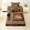 thumbnail image 3 of Castle Fairy Jungle Animal Beer Twin Sheets 3pcs,Rustic Cabin Wildlife Bedding,Natural Brown Black,1 Fitted Sheet, 1 Flat Sheet and 1 Pillowcase, 3 of 6