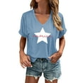 thumbnail image 2 of Independence Day Womens Tops USA Flag V Neck Shirt Women Star and Stripes Graphic Tops Red White and Blue Short Sleeve Tee Summer Patriotic T Shirt, 2 of 3
