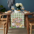 thumbnail image 2 of Easter Bunny Table Runner - 48 Inch Long, Kitchen Dining Table Runner Dresser Scarves, Spring Easter Eggs Floral Sage Green Check Farmhouse Decor for Coffee Tables Wedding Party Banquet, 2 of 8