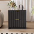 thumbnail image 2 of FURNIWAY Black Set of 2 Fluted Nightstands 2 Drawers Modern Bedside Tables Golden Handles for Bedroom Living Room, 2 of 7