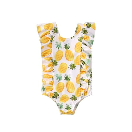 

TOPGOD Baby Girls Toddler Baby Infant Casual Summer Ruffle Bathing Beach One-Piece Bikini Swimwear Watermelon Print Swimsuit