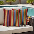 thumbnail image 4 of Rainbow Striped Outdoor Waterproof Pillow Covers, Boho Ethnic Colorful Lines Minimalist Decorative Square Throw Pillowcase Sofa Cushion Sham for Patio/Couch/Chair, 16"x16" 2 Pack, 4 of 8