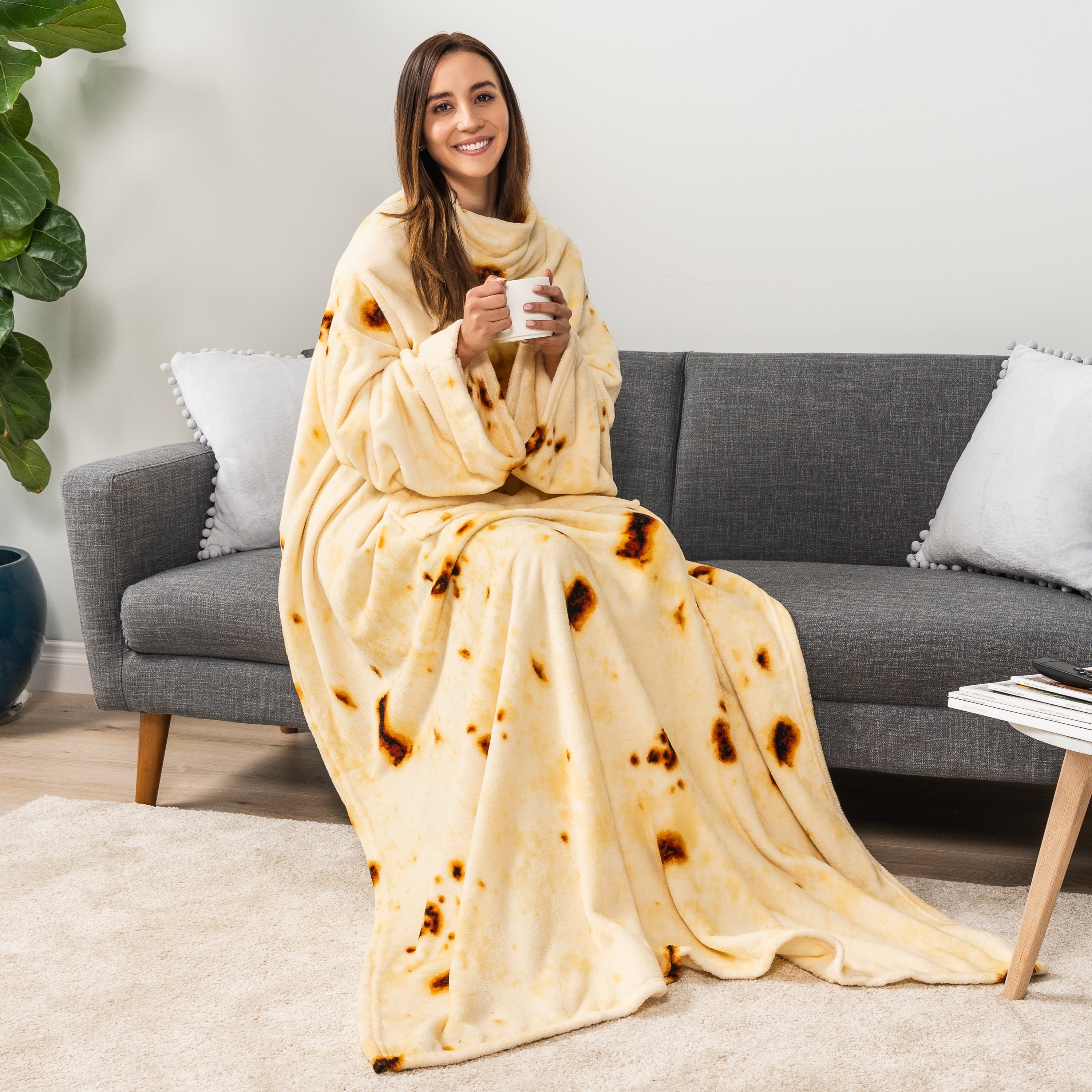 PAVILIA Burrito Fleece Wearable Blanket with Sleeves for Adults Women Men, Soft Warm Full Body Wrap Throw, Sweatshirt Pocket, Cozy Pullover Robe Blanket with Arm, Gifts for Christmas Mom Wife