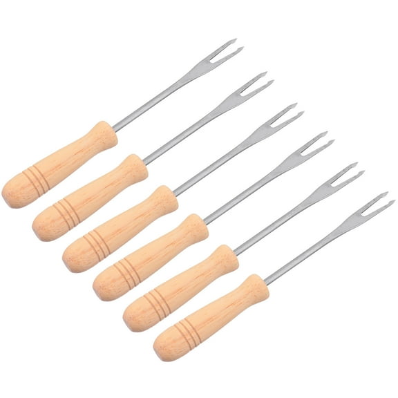 TABLZONE 6Pcs Stainless Steel Corn Holders with Wood Handle for Kitchen and Bbq Use Assorted Colors