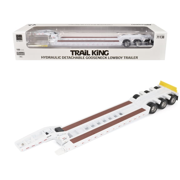 Trail King TK120 Hydraulic Detachable Gooseneck Lowboy Trailer White (Regular Version) "Transport Series" 1/50 Diecast Model by Diecast Masters