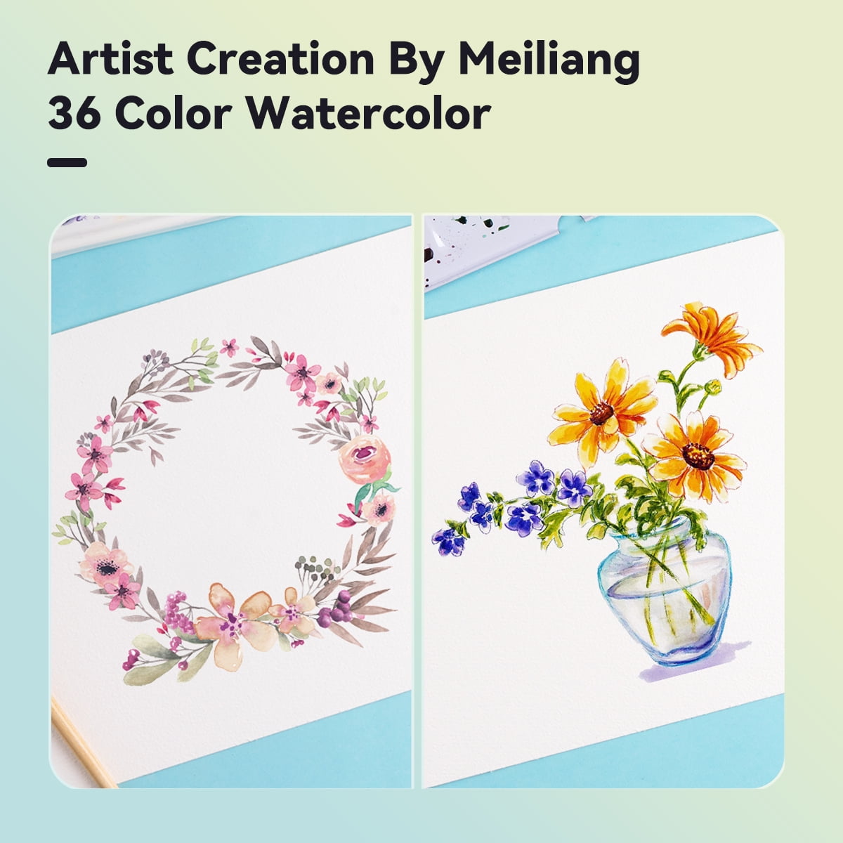 Meiliang Watercolor Paint Set, 36 Vivid Colors in Pocket Box with Metal Ring and Watercolor Brush, Perfect for Students, Adults, Beginners, Art Paints