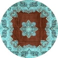thumbnail image 1 of Ahgly Company Indoor Round Medallion Light Blue Traditional Area Rugs, 8' Round, 1 of 4