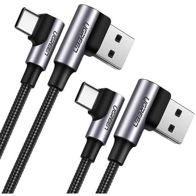 UGREEN USB C Cable Right Angle 90 Degree 2PACK Nylon Braided 2.0 Type 3ft