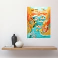 thumbnail image 2 of Paper Kirigami Holiday Swim at Exotic Beach Cove Large Wall Art Poster Print Thick Paper 18X24 Inch, 2 of 5