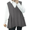 thumbnail image 1 of Gilet Chandail pour Femmes Confortable Gilet Chandail Sans Manches Col Roulé Tendance Gilet Chandail Ample Tricoté Gilet Chandail Sans Manches pour Femmes avec Poches, 1 of 4