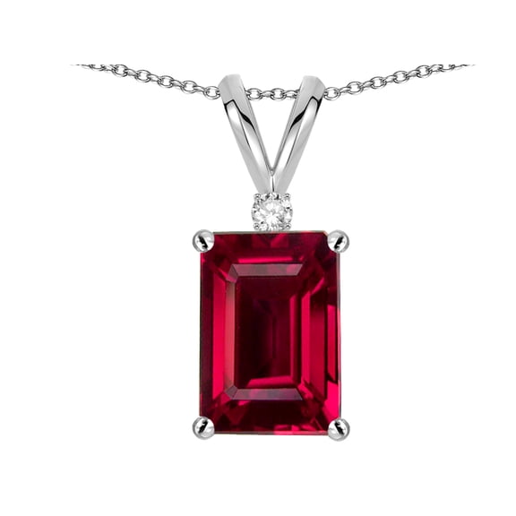 Star K � Classic Octagon Emerald Cut 8x6mm Created Ruby Pendant Necklace