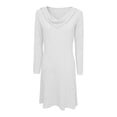 thumbnail image 5 of Eyelets Dresses for Women - Cowl Neck Loose Crewneck Long Sleeve Casual Summer Hollowed Out Keyhole Tunic Mini Dress, 5 of 7
