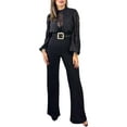 thumbnail image 2 of Women Elegant Jumpsuit Formal Sex-Y High Necked Long Sleeved Casual Straight Pantsbusiness Party Jumpsuit Black L, 2 of 9